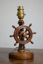 Load image into Gallery viewer, oak ships wheel lamp