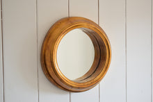 Load image into Gallery viewer, Deep Rimmed Gold Porthole Style Mirror