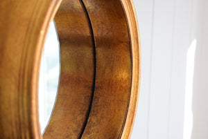 Deep Rimmed Gold Porthole Style Mirror
