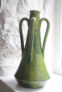 Large Green Glazed Pottery Vase