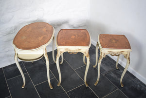 French Walnut Nesting Tables Early 20th Century