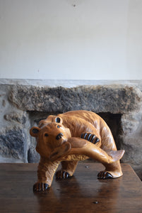 Carved Wooden Brown Bear
