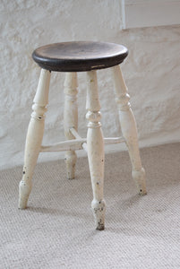 Farmhouse Stool With White Painted Legs