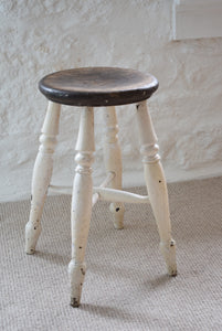 Farmhouse Stool With White Painted Legs