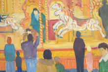 Load image into Gallery viewer, painting of a fairground with horses