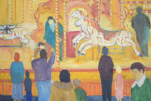 Load image into Gallery viewer, painting of a fairground with horses