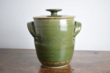 Load image into Gallery viewer, green pottery bread bin