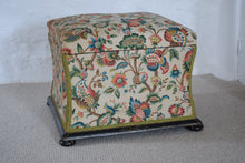 Load image into Gallery viewer, Victorian Floral Upholstered Ottoman with Ebonised Frame