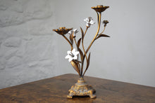 Load image into Gallery viewer, metal candleholder with flowers