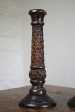 Load image into Gallery viewer, pair oak candlesticks