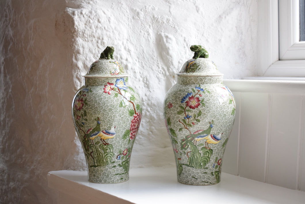 Green Copeland Spode Vases