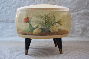 Vintage 1960s Inflatable Pouffe with Floral Interior