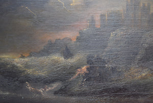 Antique Oil on Panel Shipwreck Scene