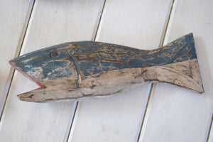 Vintage Hand Carved Painted Wooden Fish