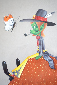 painting of leprechaun on mushroom