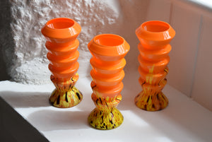 Orange blown glass vases 