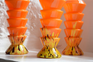 Orange blown glass vases 