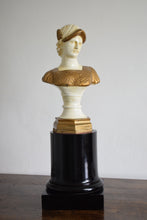 Load image into Gallery viewer, Vintage Painted Metal Bust on Wooden Plinth