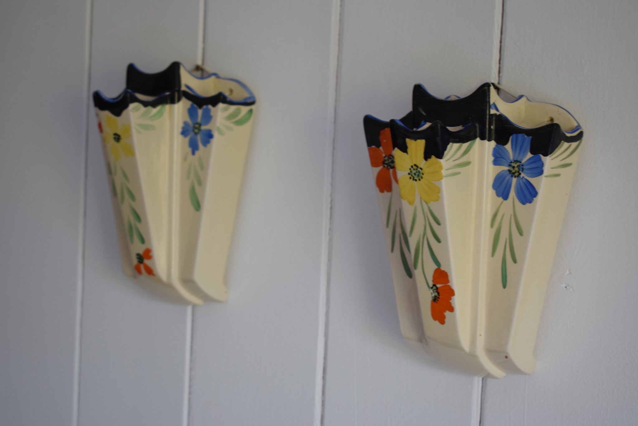 Art Deco Floral Wall Pocket Vases by Arthur Wood-From Grumbla Lane