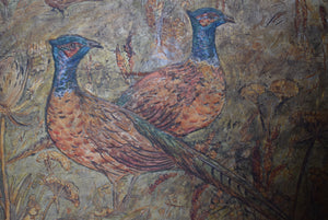 fire screen with pheasants