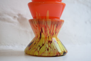 spatter glass vase in orange