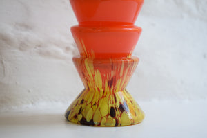 spatter glass vase in orange