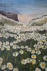 painting of many white flowers