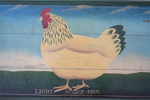 Vintage Oil on Panel Light Sussex Hen