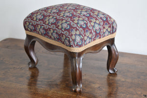 French Walnut Upholstered Footstool