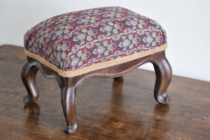 French Walnut Upholstered Footstool
