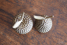 Load image into Gallery viewer, Vintage Brass Studded Apple &amp; Pair Faux Fruit Display