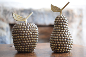 Vintage Brass Studded Apple & Pair Faux Fruit Display
