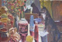Load image into Gallery viewer, Cat Overlooking a Laid Table Oil on Canvas
