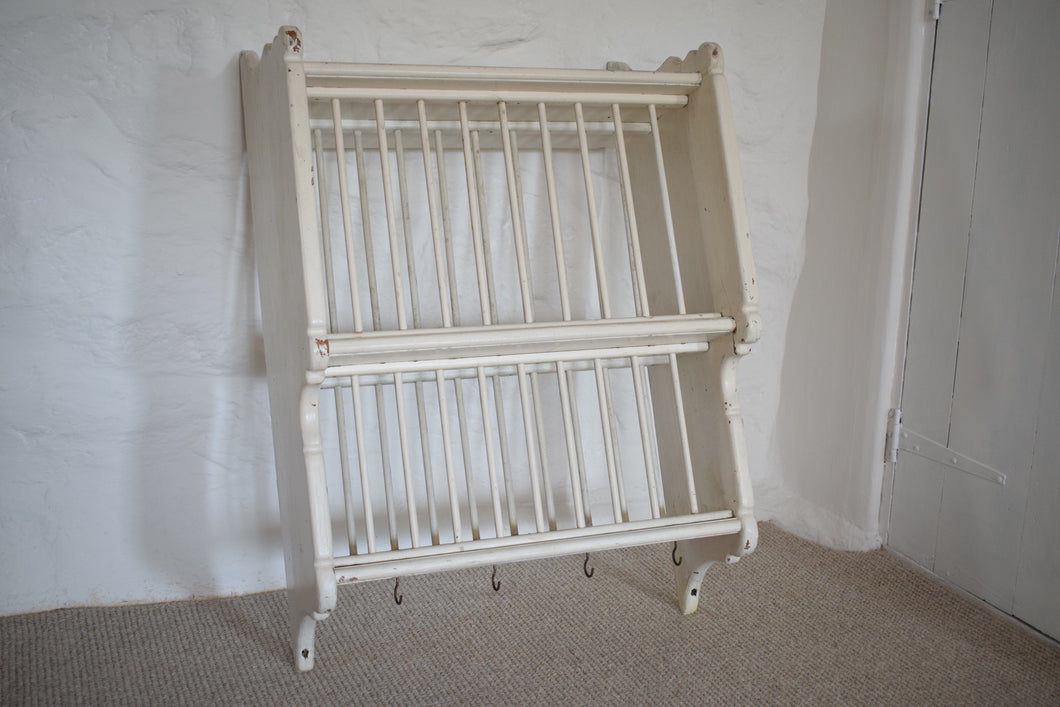 Antique White Painted Pine Plate Rack