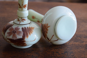 Pair of Antique Victorian Opaline Uranium Glass Vases