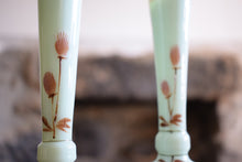 Load image into Gallery viewer, Pair of Antique Victorian Opaline Uranium Glass Vases