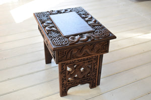 Antique Chinese Carved Wooden Folding Stool