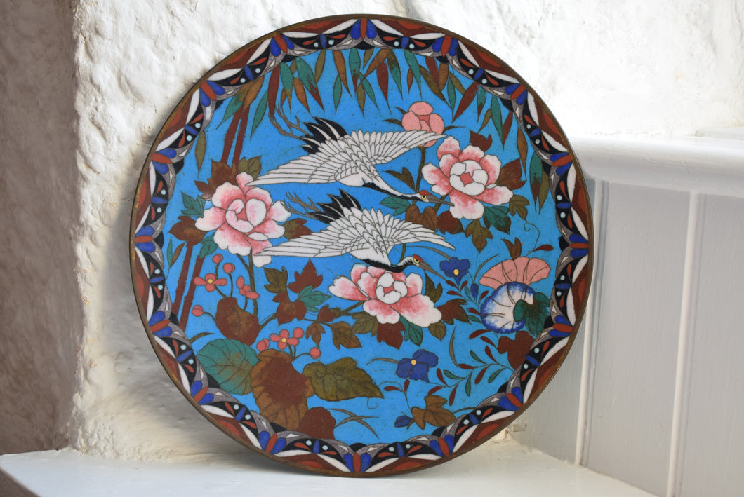 Cloisonne Dish Decorated With Two Storks