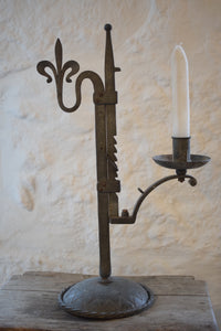 Antique Wrought Iron Adjustable Candlestick
