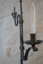 Load image into Gallery viewer, Antique Wrought Iron Adjustable Candlestick