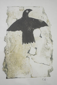 Original Collagraph Ancient Bird