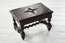 Load image into Gallery viewer, Small Antique English Carved Oak Footstool