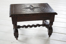 Load image into Gallery viewer, Small Antique English Carved Oak Footstool