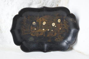 Chinoiserie Black Lacquer Pin Tray
