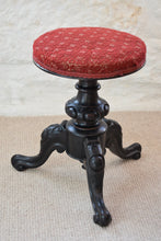 Load image into Gallery viewer, Antique red padded piano stool