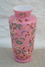 Load image into Gallery viewer, Tall Pink Antique Opaline Milk Glass Vase 