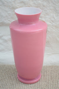 Tall Pink Antique Opaline Milk Glass Vase 