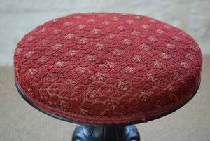 Antique red padded piano stool