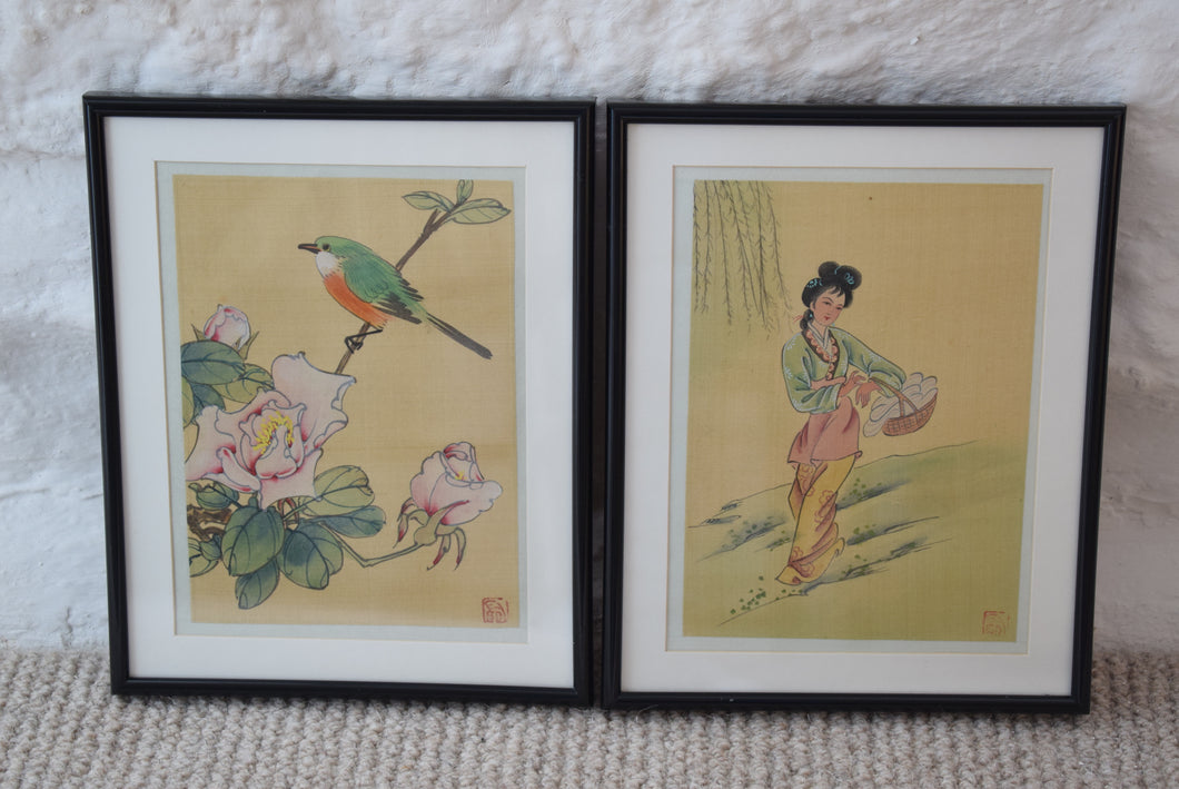 Chinese Watercolour on Silk Paintings 