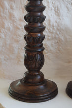 Load image into Gallery viewer, Oak Pilar Pricket Candle Stands 
